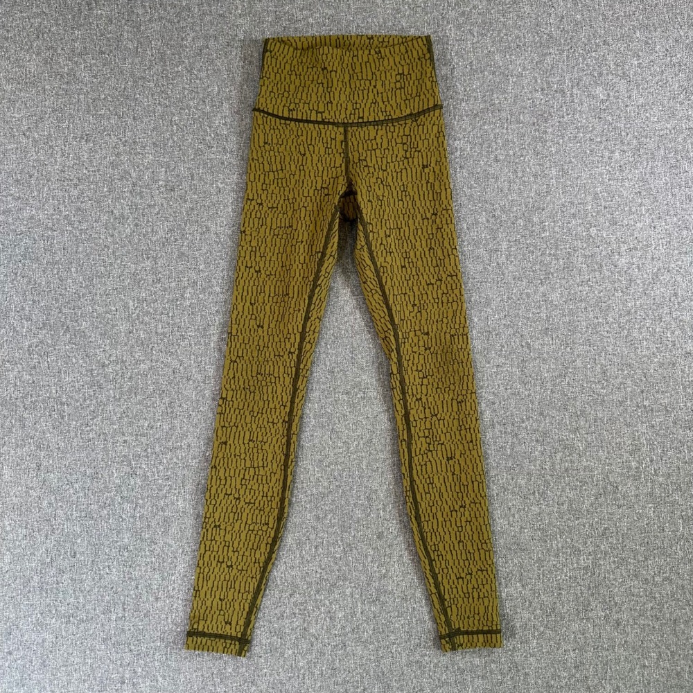 Lululemon Leggings Womens 2 Wunder Under High-Rise Tight Olive Green Geometric